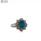 900Pt Black Opal and Diamond Ring 5.5g Size 16
