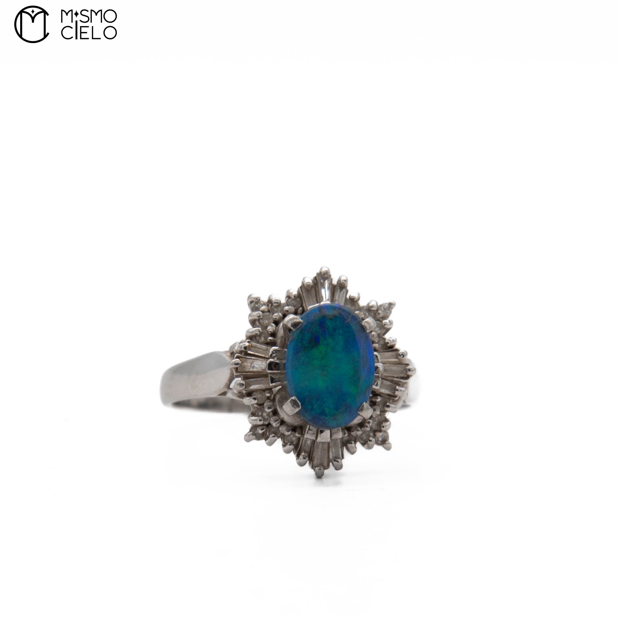 900Pt Black Opal and Diamond Ring 5.5g Size 16
