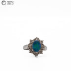 900Pt Black Opal and Diamond Ring 5.5g Size 16