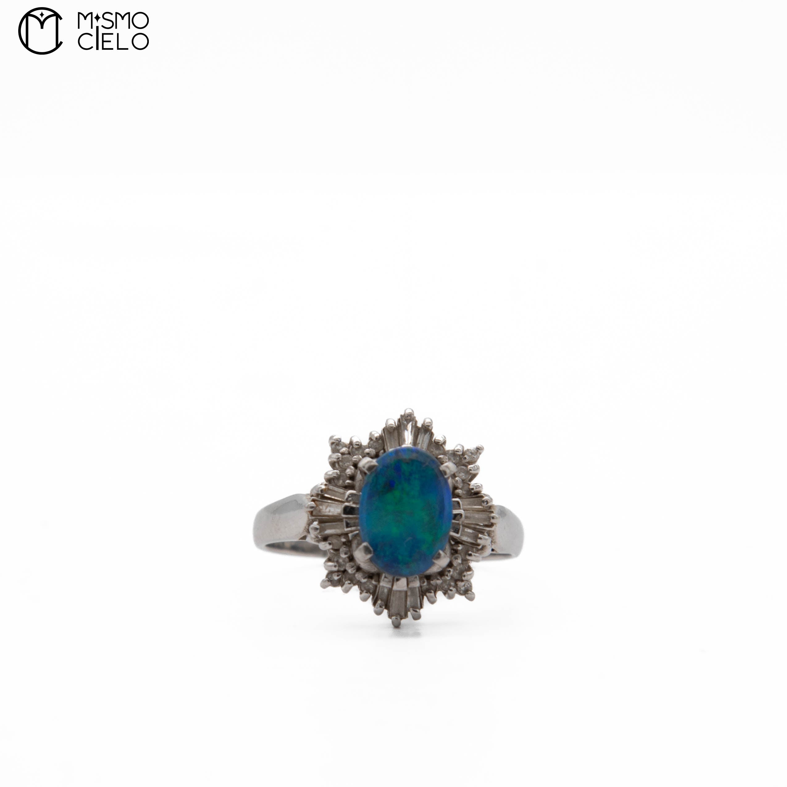900Pt Black Opal and Diamond Ring 5.5g Size 16
