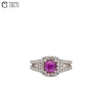 Platinum 950 Unheated Pigeon Blood Ruby Ring