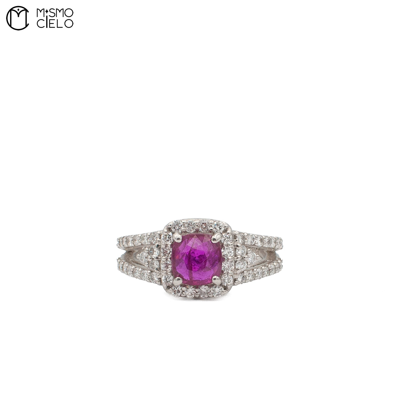 Platinum 950 Unheated Pigeon Blood Ruby Ring