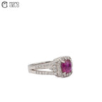 Platinum 950 Unheated Pigeon Blood Ruby Ring