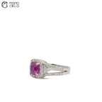 Platinum 950 Unheated Pigeon Blood Ruby Ring
