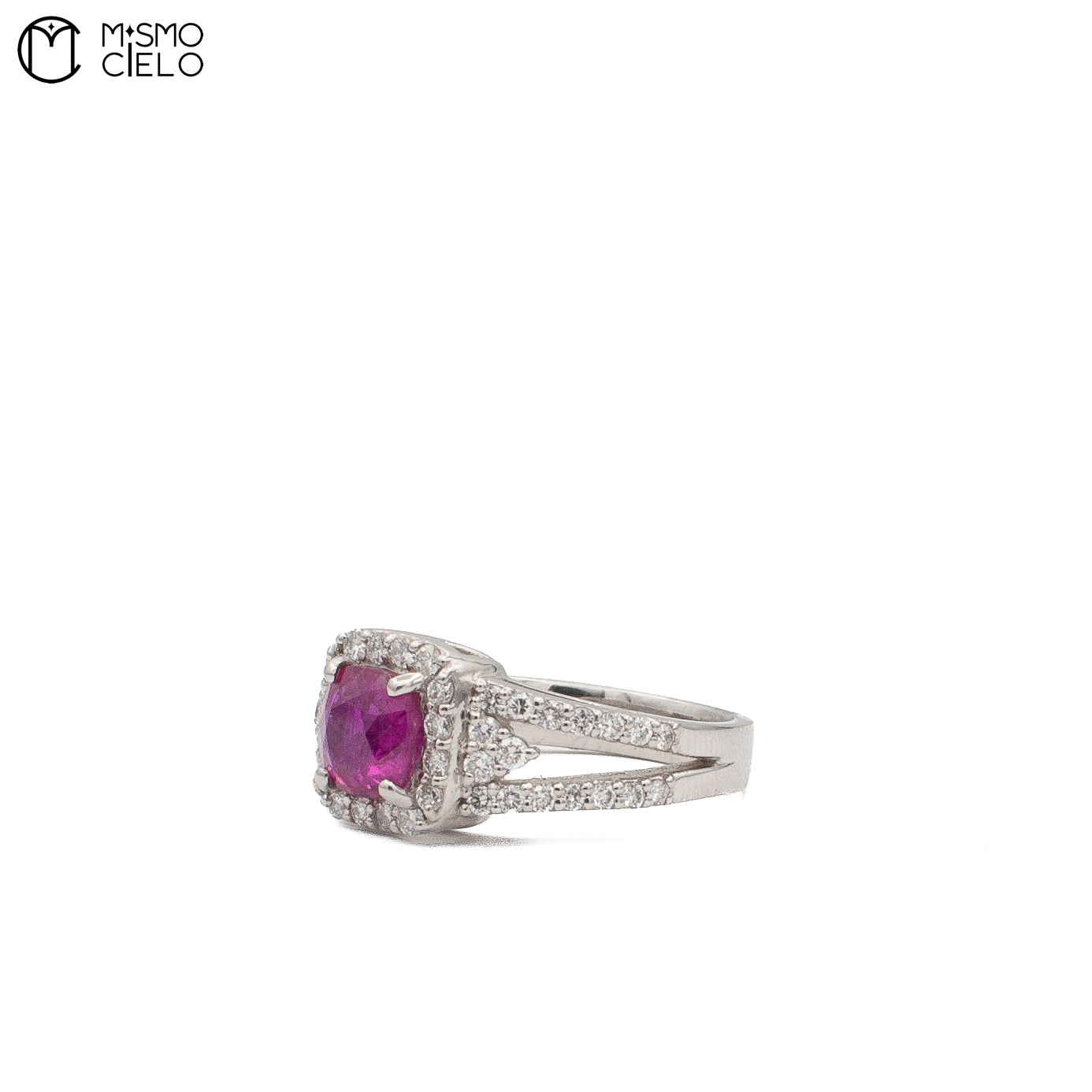Platinum 950 Unheated Pigeon Blood Ruby Ring