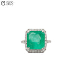 Columbian 6.24ct Emerald Diamond Ring