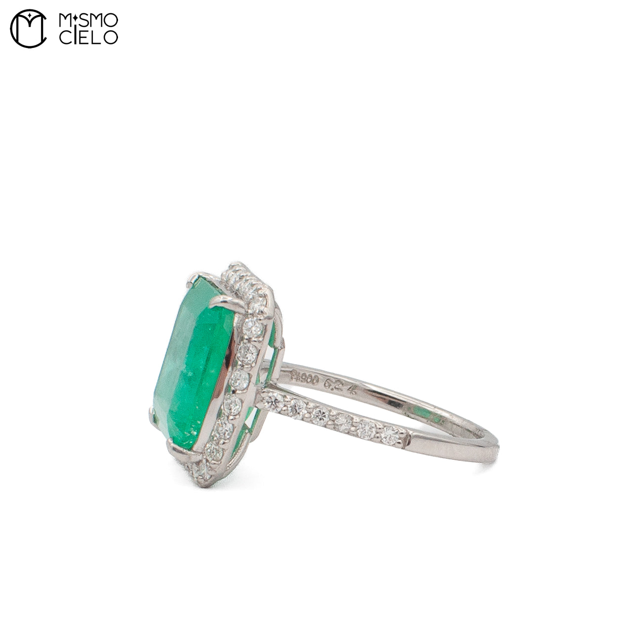 Columbian 6.24ct Emerald Diamond Ring