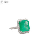 Columbian 6.24ct Emerald Diamond Ring