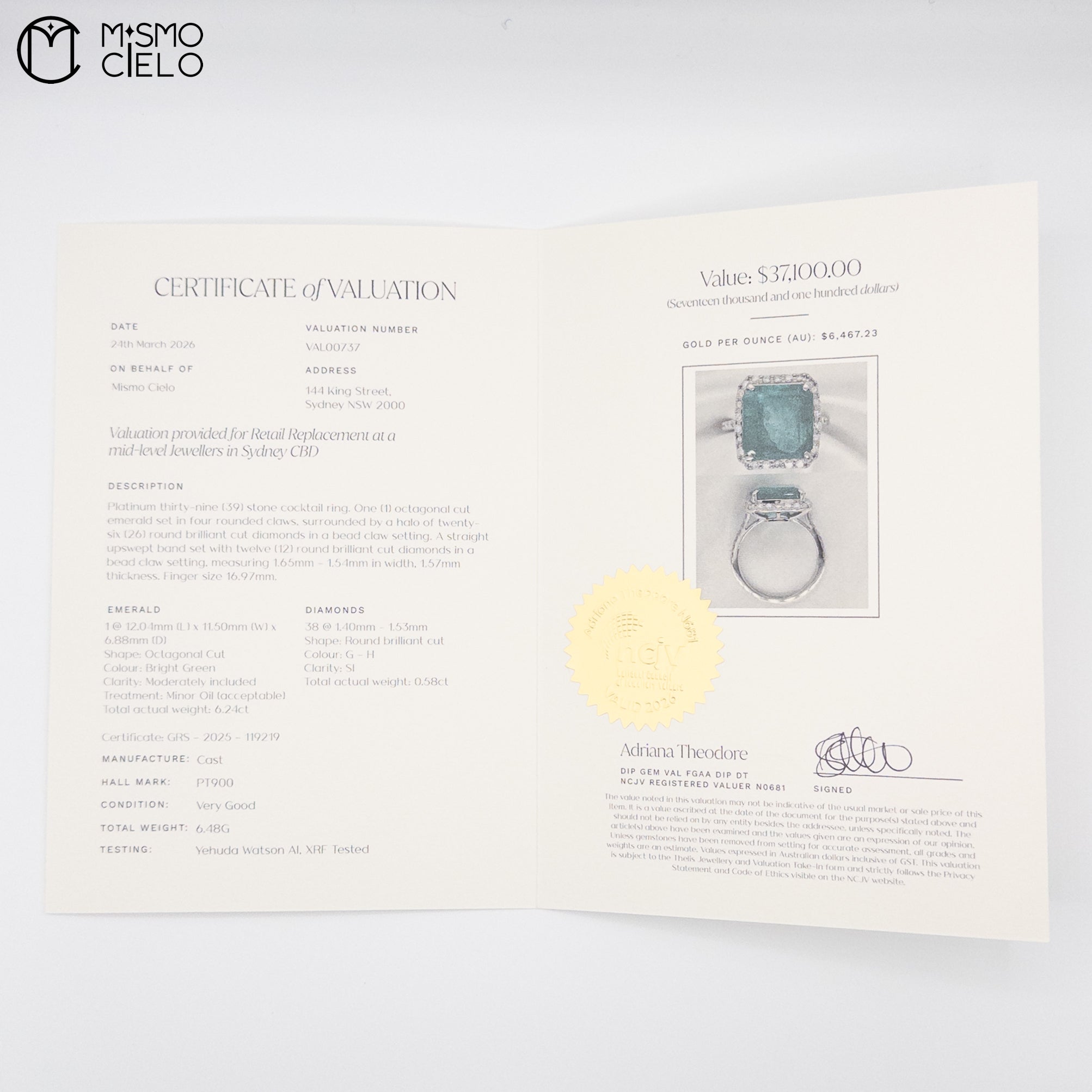 Columbian 6.24ct Emerald Diamond Ring