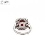 Rare Platinum 900 Pigeon Blood Ruby and Diamond Ring Investment Piece