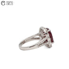 Rare Platinum 900 Pigeon Blood Ruby and Diamond Ring Investment Piece