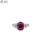 Rare Platinum 900 Pigeon Blood Ruby and Diamond Ring Investment Piece