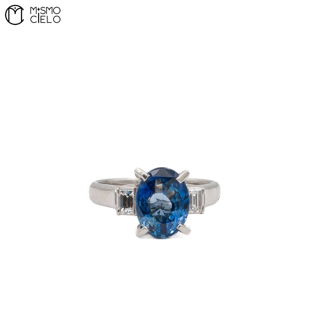 Rare Platinum 900  Sapphire and Diamond 8.97g Ring Investment Piece