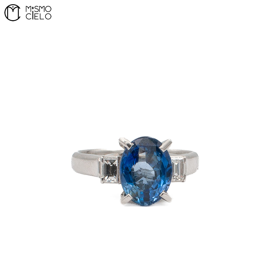 Rare Platinum 900  Sapphire and Diamond 8.97g Ring Investment Piece