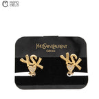 Clip-on Earrings with Logo and Rhinestone.