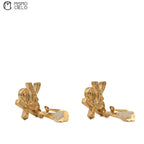 Clip-on Earrings with Logo and Rhinestone.