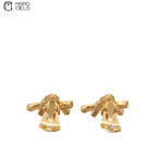 Clip-on Earrings with Logo and Rhinestone.
