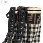 Rockoko Gingham Check Combat Boots Size 37