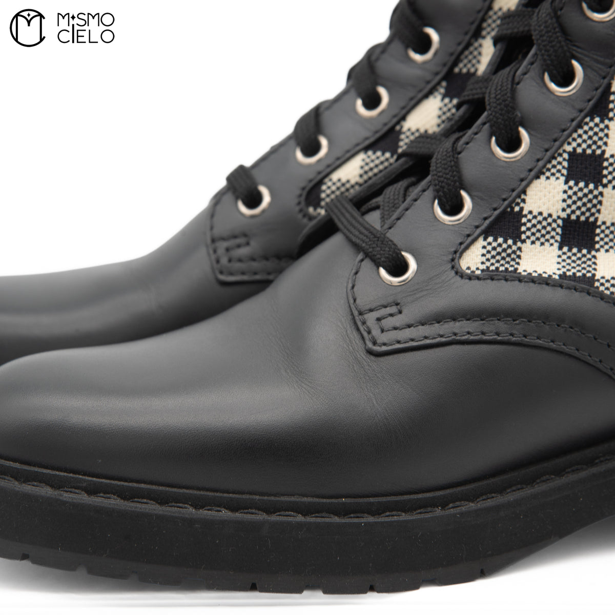 Rockoko Gingham Check Combat Boots Size 37