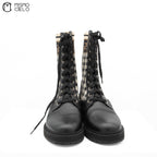 Rockoko Gingham Check Combat Boots Size 37