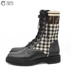 Rockoko Gingham Check Combat Boots Size 37