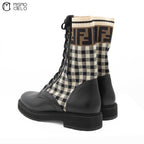 Rockoko Gingham Check Combat Boots Size 37