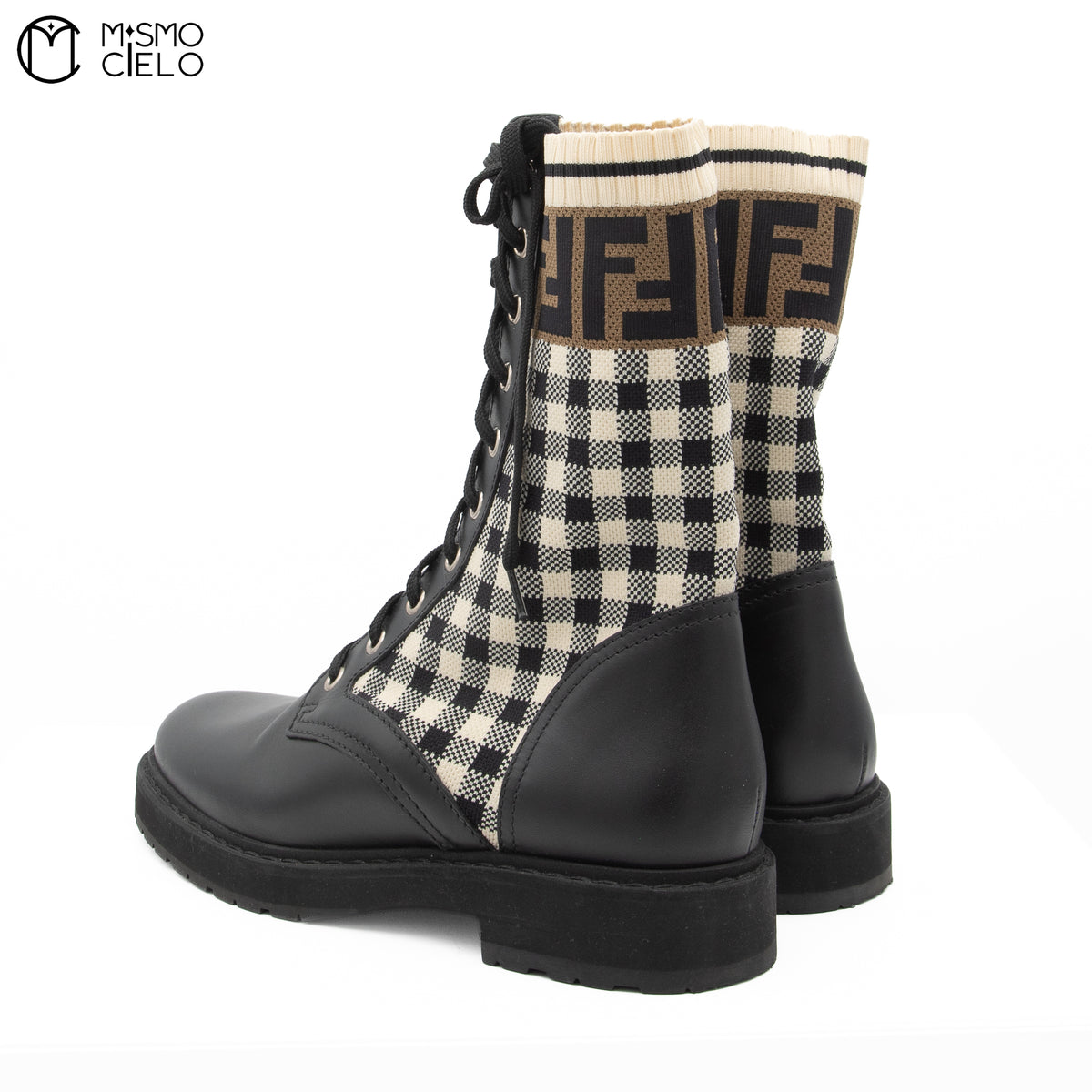 Rockoko Gingham Check Combat Boots Size 37