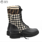 Rockoko Gingham Check Combat Boots Size 37