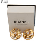 Pearl coco Mark Windmill Ribbon Gold Plate Clip-on Earrings