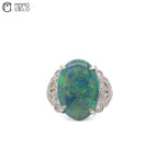 Rare Platinum 900 Opal and Diamond Ring Investment Piece