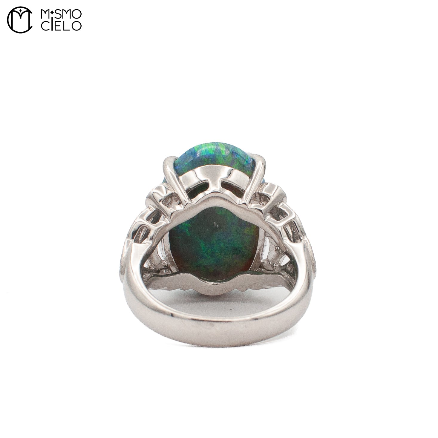 Rare Platinum 900 Opal and Diamond Ring Investment Piece