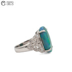 Rare Platinum 900 Opal and Diamond Ring Investment Piece