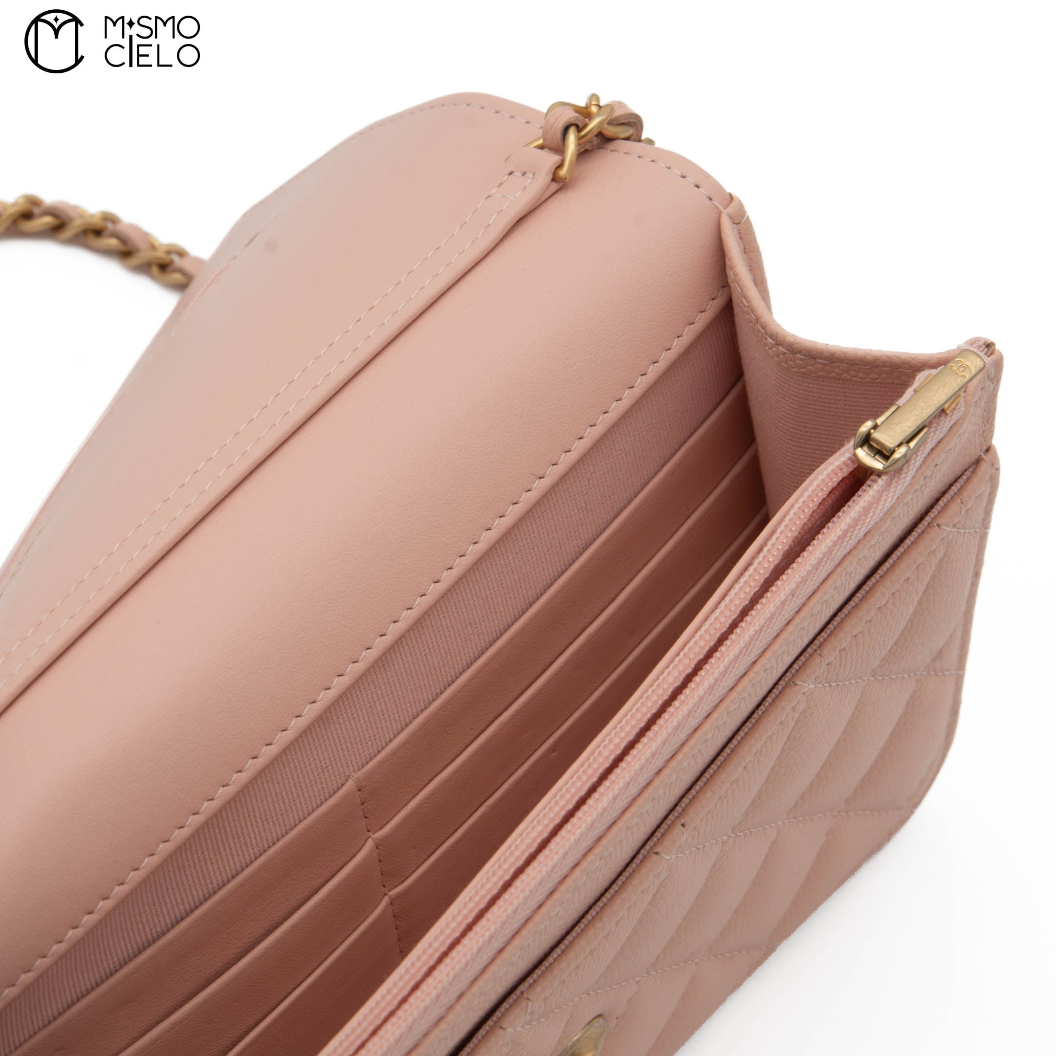 Special Edition Pink Matelasse Caviar Wallet with Chain  *