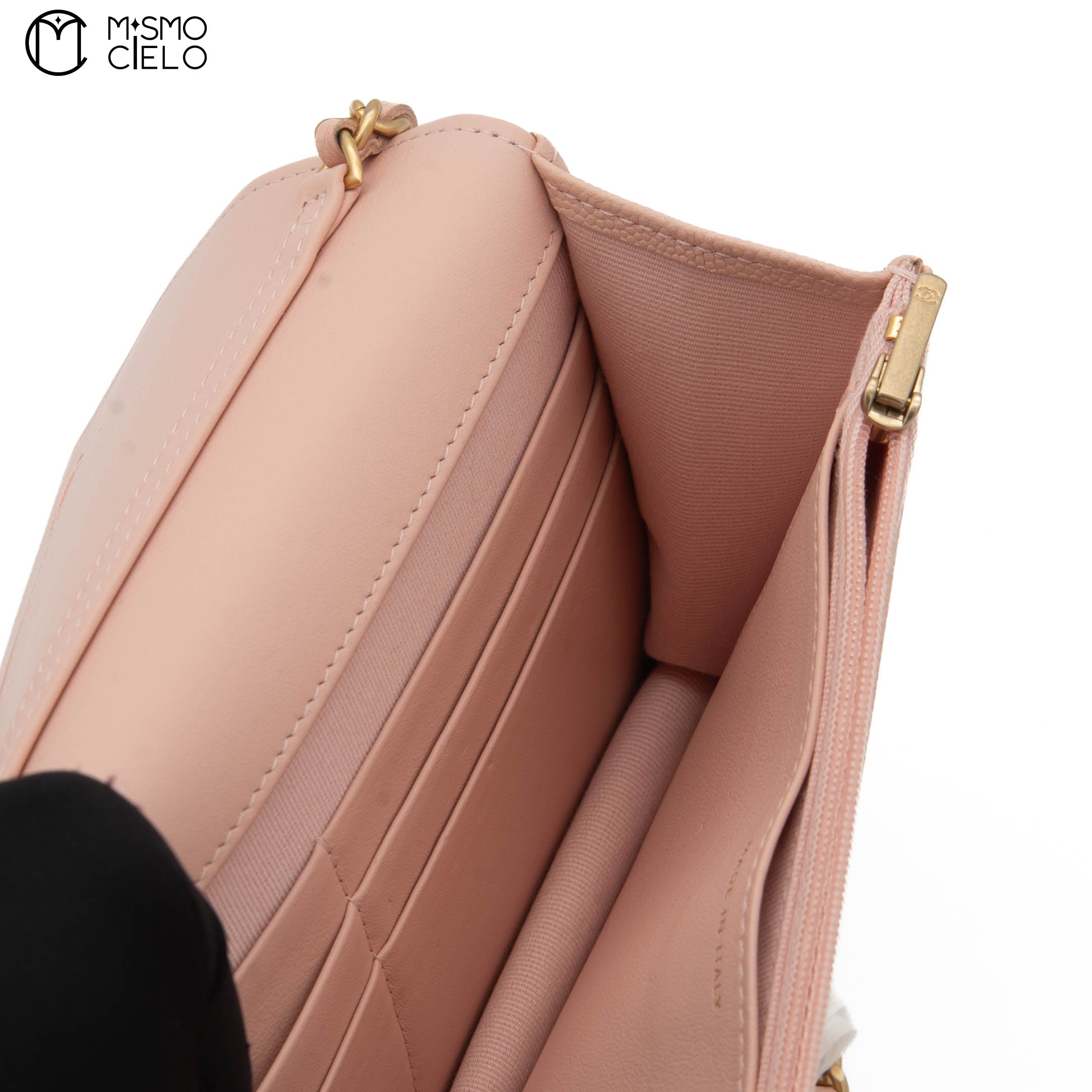 Special Edition Pink Matelasse Caviar Wallet with Chain  *