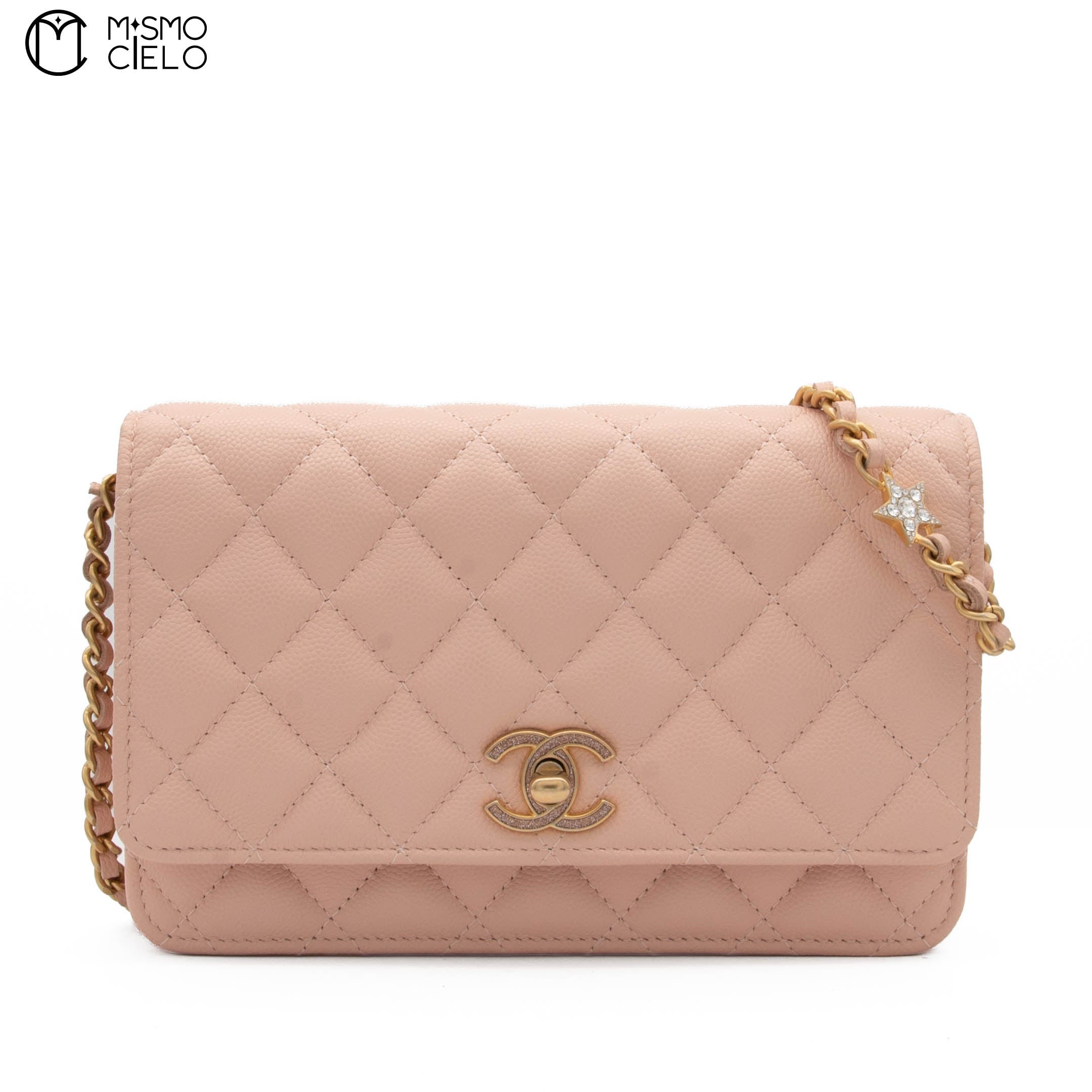 Special Edition Pink Matelasse Caviar Wallet with Chain  *