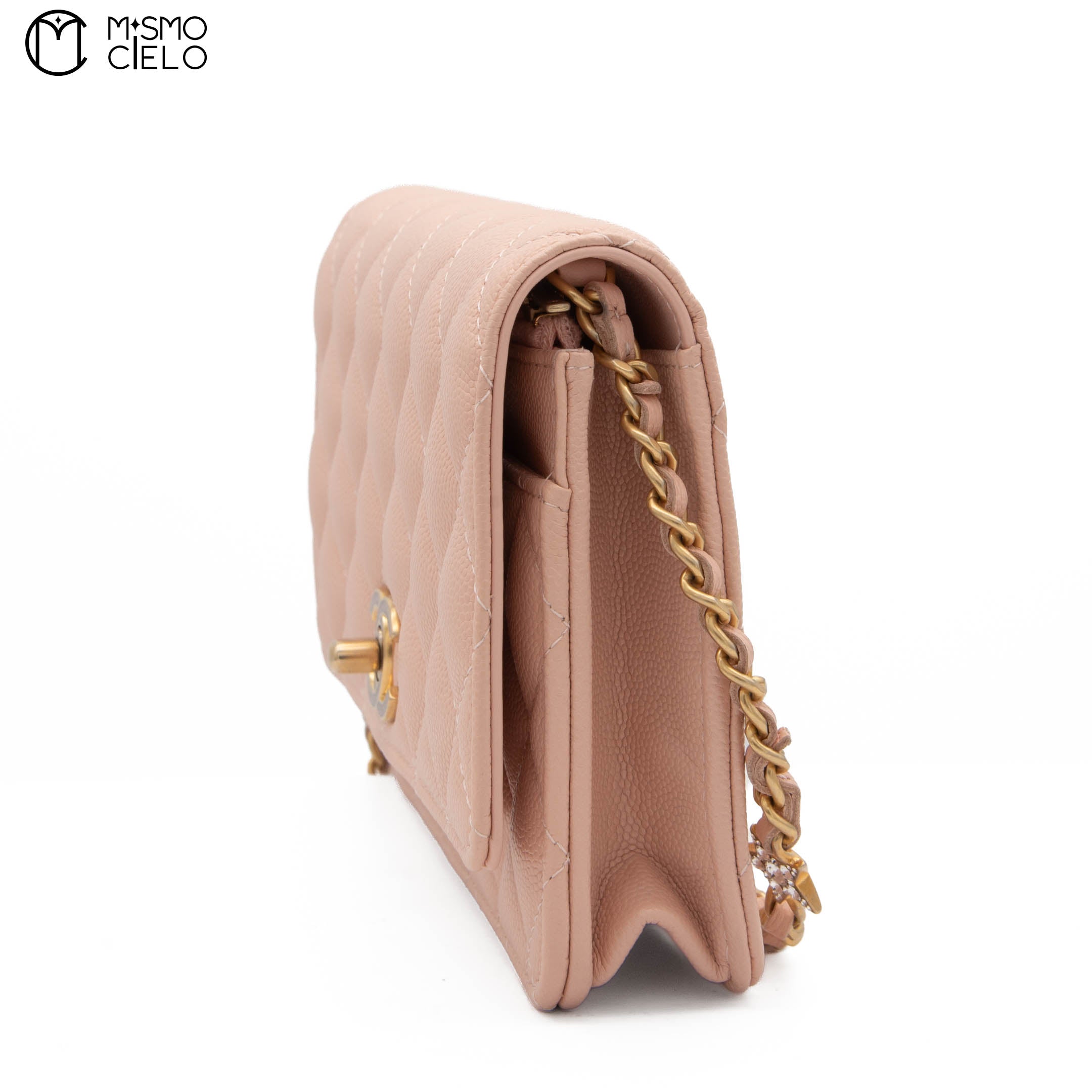 Special Edition Pink Matelasse Caviar Wallet with Chain  *