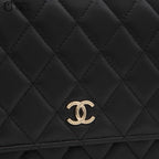 CC Quilted Lambskin Pearl Wallet with Chain