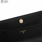 CC Quilted Lambskin Pearl Wallet with Chain