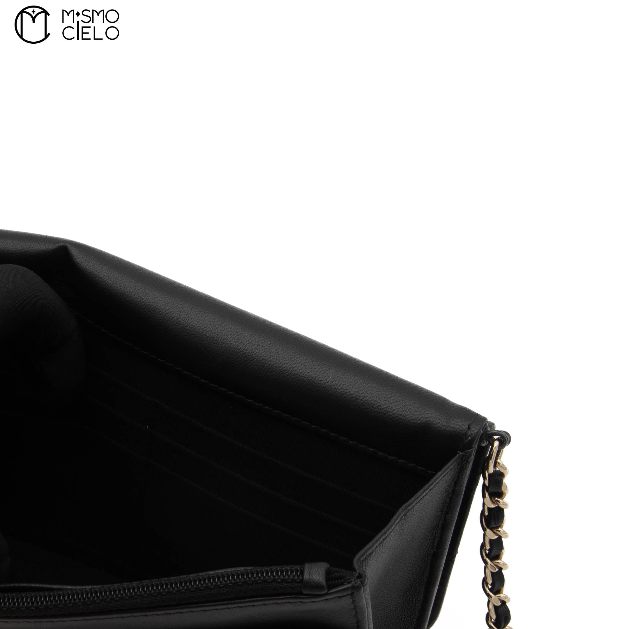 CC Quilted Lambskin Pearl Wallet with Chain