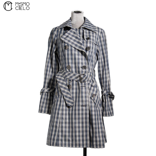 Navy Striped Trench Coat Blue London Label