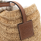 LOEWE Beige Raffia A623M96X01 Shell Shoulder Bag