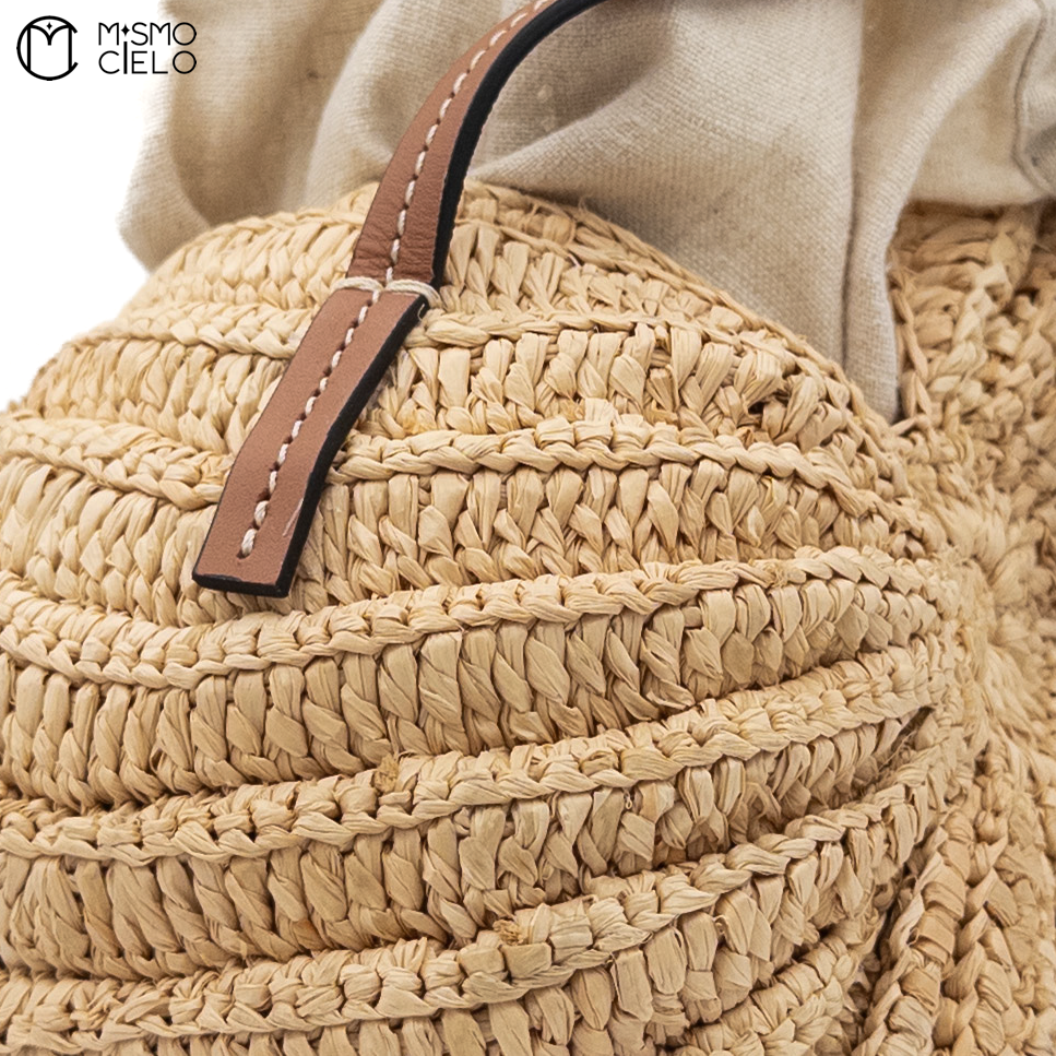 LOEWE Beige Raffia A623M96X01 Shell Shoulder Bag