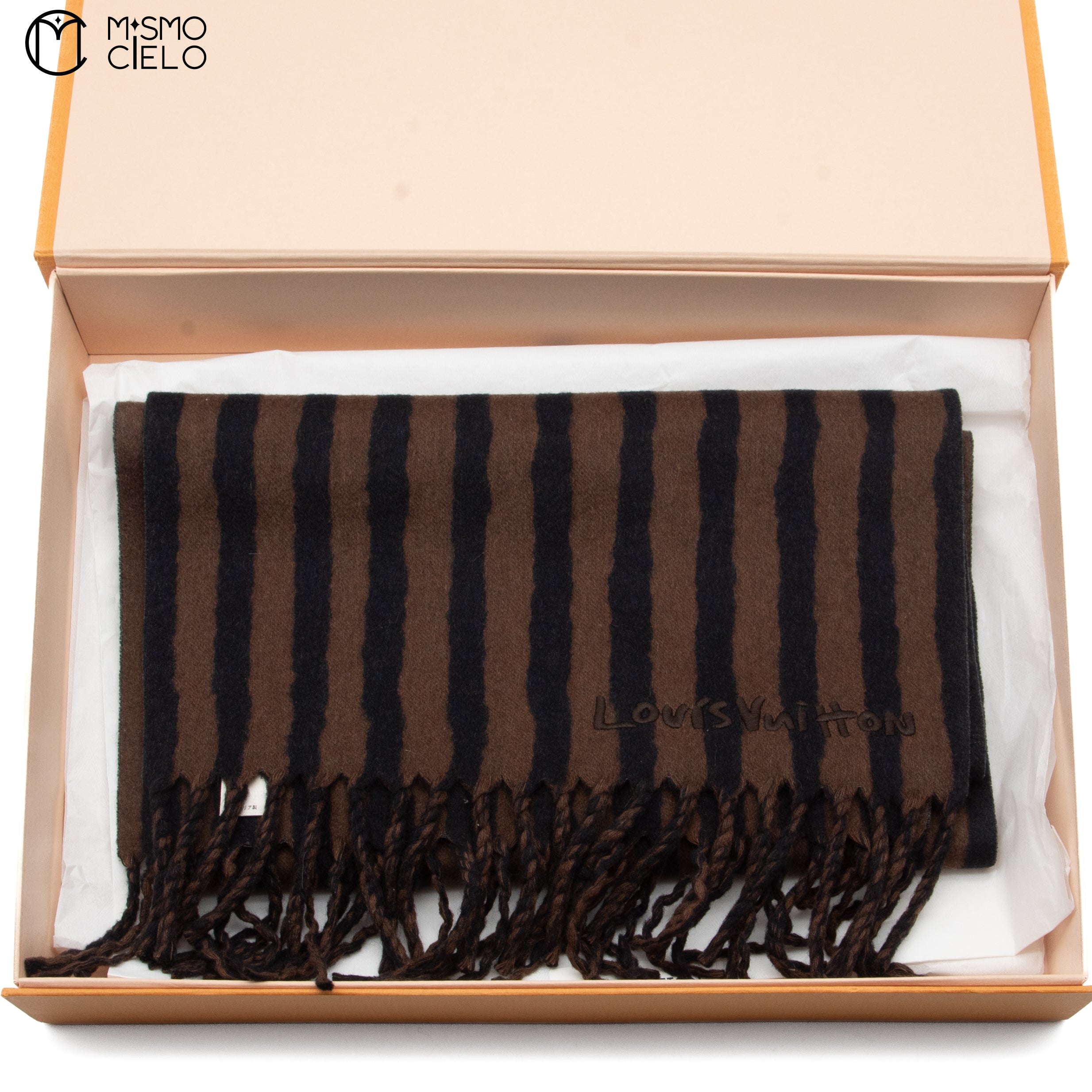 LOUIS VUITTON Brown Striped Scarf 140 cm *