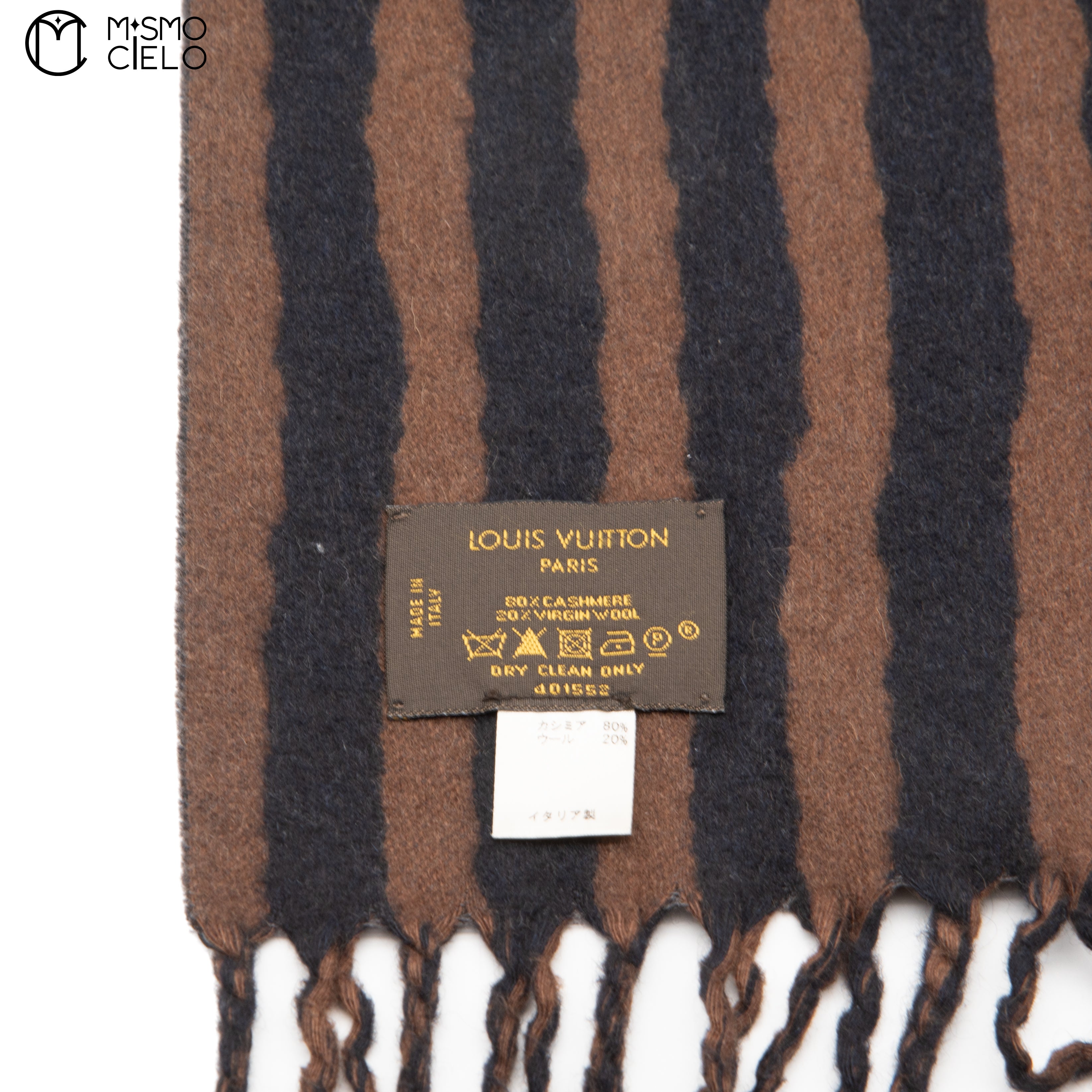 LOUIS VUITTON Brown Striped Scarf 140 cm *